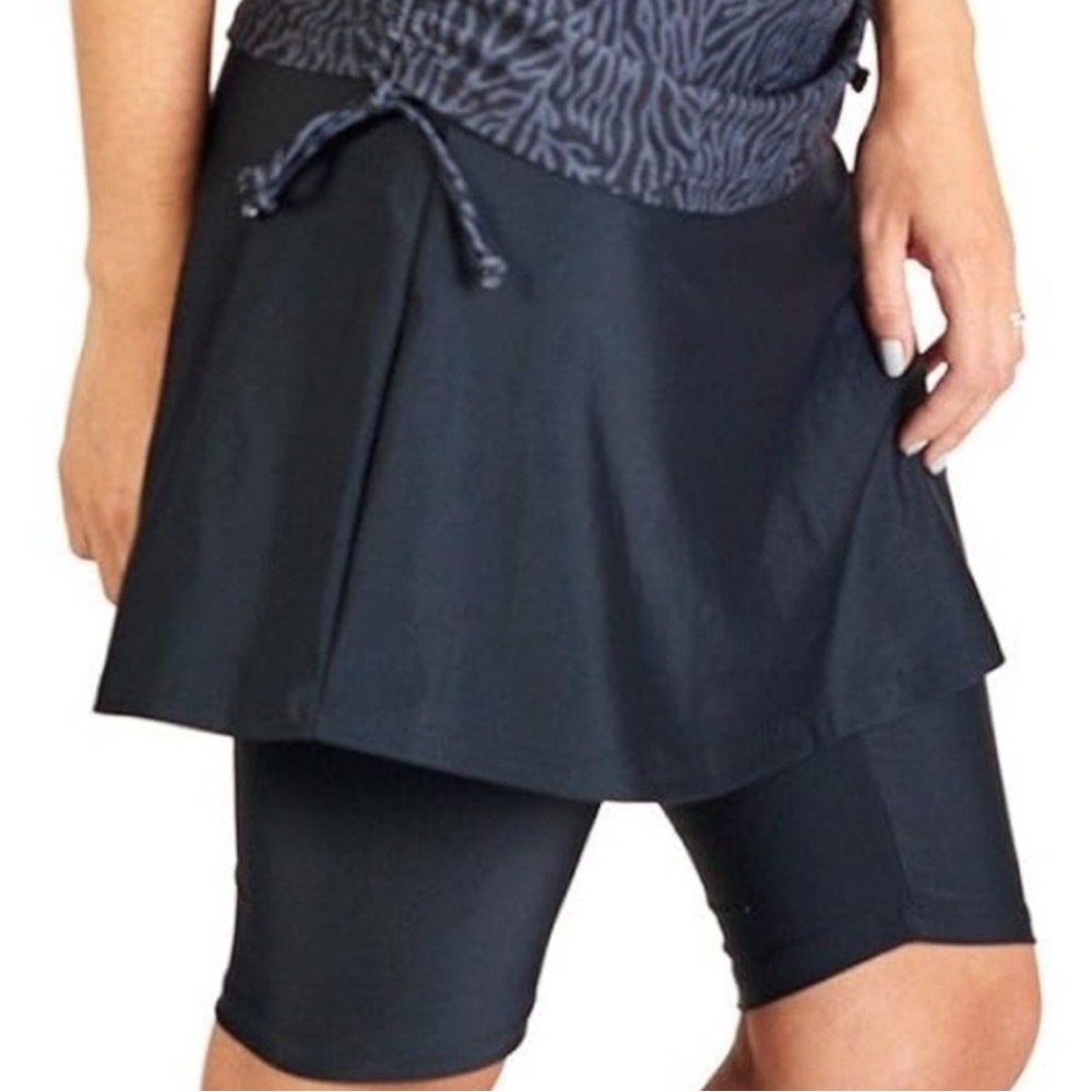 Ella Mae Midi Swim Skort. Size 2X. Black. NWT! UPF30+ Modest Swimwear